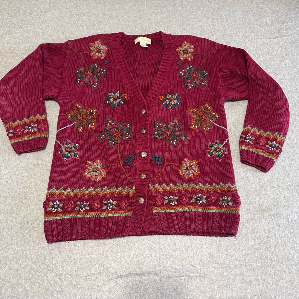 Vintage ID Distinctions 3D Knit Floral Button Down Cardigan Women’s Medium